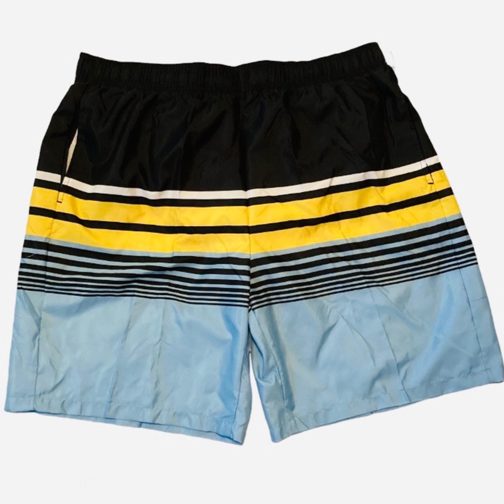 Open Trails Men’s Multicolored Striped Swim Trunks